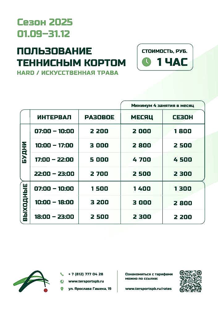 Открыты продажи абонементов на осенний сезон тенниса!